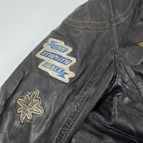 Wonder Woman DC Comics Lamb skin Leather Jacket Womens XL Brown Sherpa Aviator - Picture 4 of 16